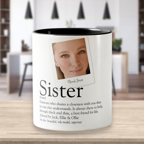 Modern Fun Sister Definition Photo Two_Tone Coffee Mug