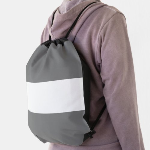 Modern Fun Sporty Medium Gray White Wide Stripes Drawstring Bag