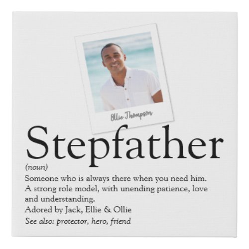 Modern Fun Stepdad Stepfather Definition Photo Faux Canvas Print