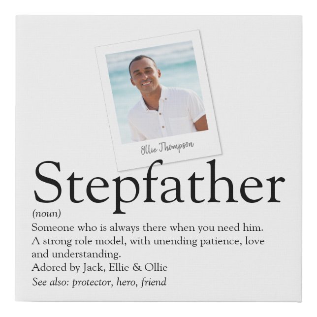 Modern Fun Stepdad Stepfather Definition Photo Faux Canvas Print (Front)
