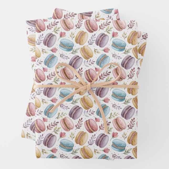Modern Fun Sweet Macaroons Wrapping Paper Sheets (In situ)