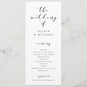 Modern Fun Swirls Calligraphy Wedding Programs