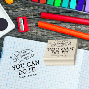 Modern Fun Teacher Motivation Back To School Typo Rubber Stamp