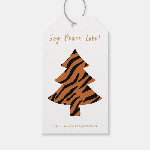 Modern Fun Tiger Pattern Christmas Tree    Gift Tags