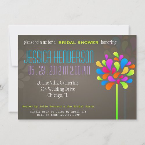 Modern  Fun Tree Rainbow Bridal Shower Invitation