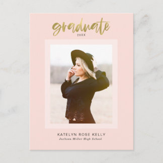 Modern Fun Trendy Graduation Photo Announcement Postcard