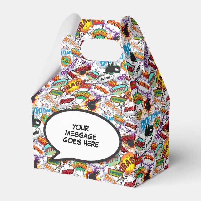 Modern Fun Trendy Personalized Comic Book Favor Boxes (Front Side)