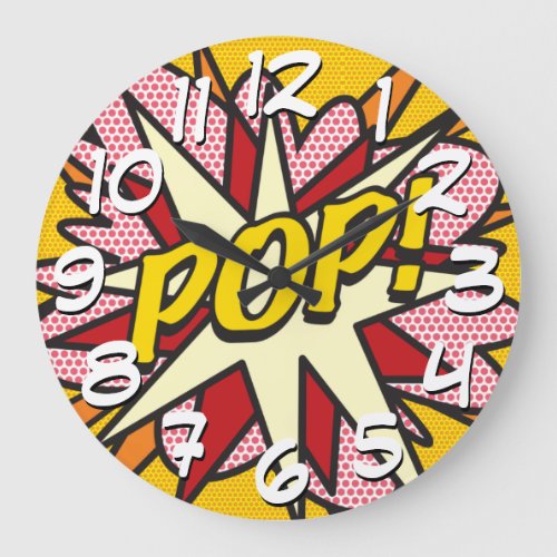 Modern Fun Typographic Comic Book POP Trendy Large Clock