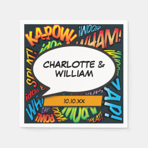 Modern Fun Typographic Comic Book Speech Bubble Napkins