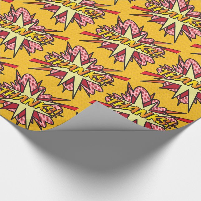 Modern Fun Typographic THANKS Thank You Wrapping Paper (Corner)