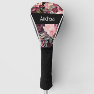 Modern Fun Typography floral background Golf Head Cover