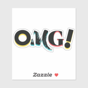 Modern, fun, vibrant, bold, trendy design of OMG! Sticker