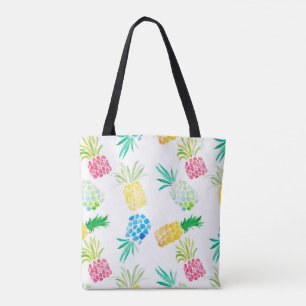 Modern Fun Watercolor Pineapple Design Tote Bag