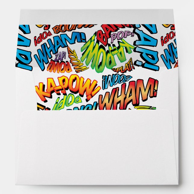 Modern Fun Wedding Comic Book Return Address Envelope (Back (Bottom))