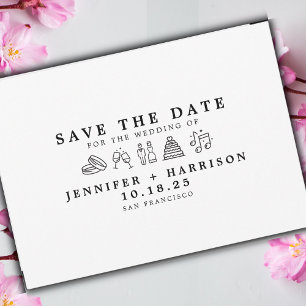 Modern Fun Wedding Icon Save the Date Wedding  Invitation