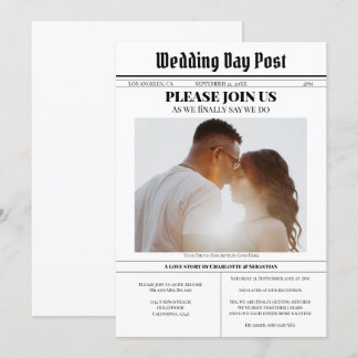 Modern Fun Wedding Newspaper Announcement