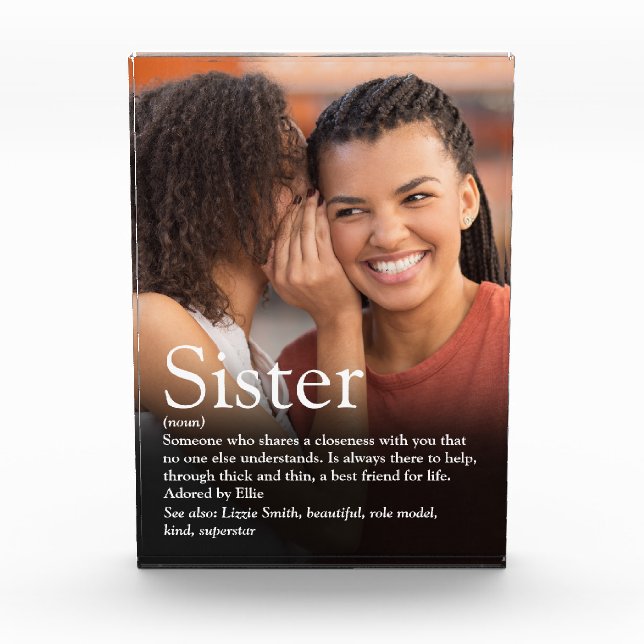 Modern Fun World's Best Ever Sister Definition Photo Block (Front)