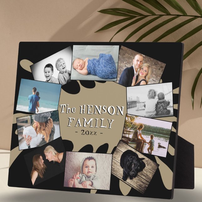 Modern Fun Yearly Family Keepsake Photo Collage Plaque (Creator Uploaded)