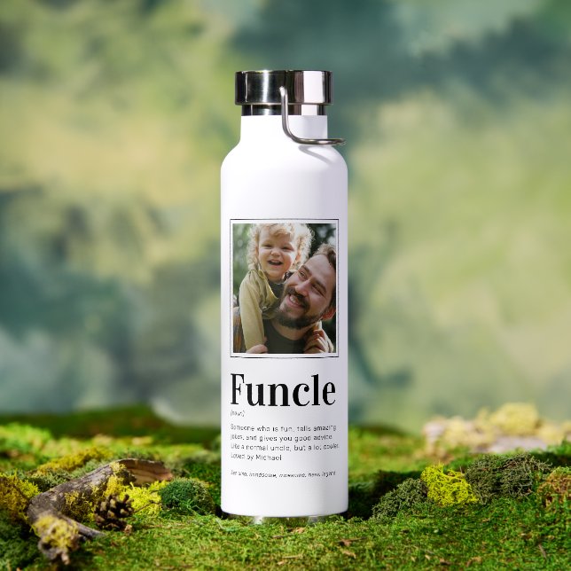 Modern Funcle Uncle Photo Water Bottle (Outdoor)