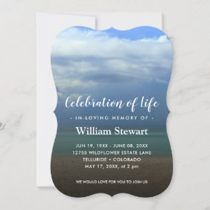 Modern Funeral   Beach Celebration of Life Invitation