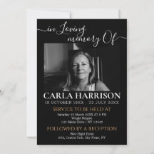 Modern Funeral Black and white Invitation