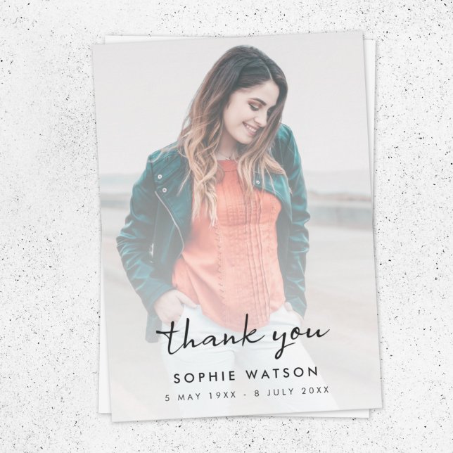 Modern Funeral | Celebration of Life Memorial Thank You Card (Creator Uploaded)