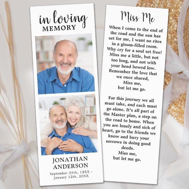Modern Funeral Custom 2 Photo & Prayer Memorial  Bookmarks (Creator Uploaded)