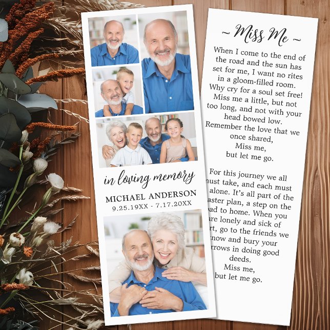 Modern Funeral Custom 5 Photo Sympathy Memorial Bookmarks (Creator Uploaded)