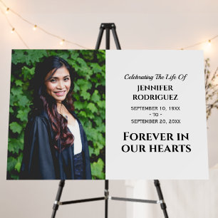 Modern Funeral Custom Photo Forever In Our Hearts Foam Board