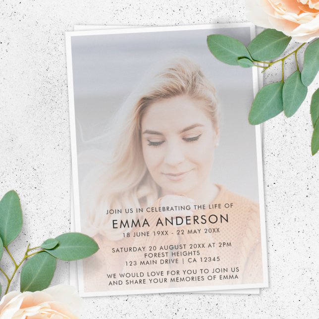 Modern Funeral | Elegant Celebration of Life Invitation (Creator Uploaded)