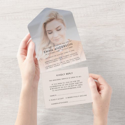 Modern Funeral | Elegant Celebration of Life RSVP All In One Invitation Modern Funeral Elegant Celebration of Life RSVP All In One Invitation