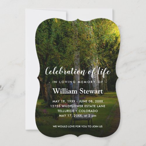 Modern Funeral  Forest Celebration of Life Invitation