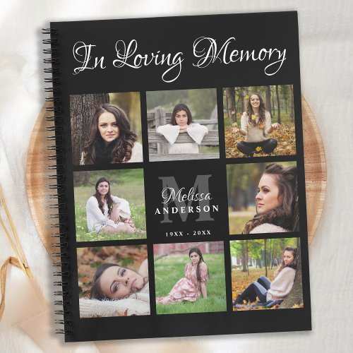 Modern Funeral GuestBook Photo Collage Memorial Notebook