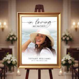 Modern Funeral In Loving Memory Photo Welcome Sign