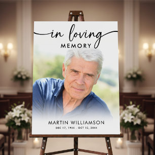 Modern Funeral In Loving Memory Photo Welcome Sign