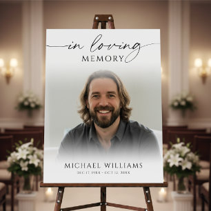 Modern Funeral IN LOVING MEMORY Photo Welcome Sign