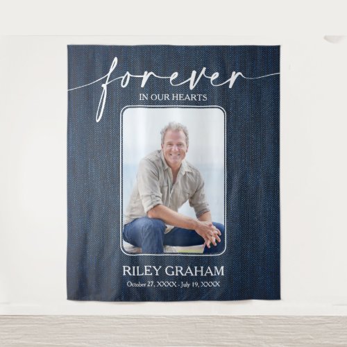Modern Funeral Memorial Celebration Photo Banner Tapestry