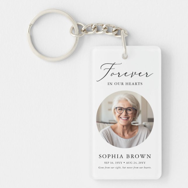 Modern Funeral Memorial in Loving Memory Keychain (Front)