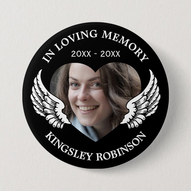 Modern Funeral Memorial Photo Button