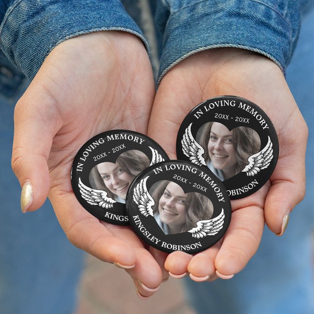 Modern Funeral Memorial Photo Button (Creator Uploaded)