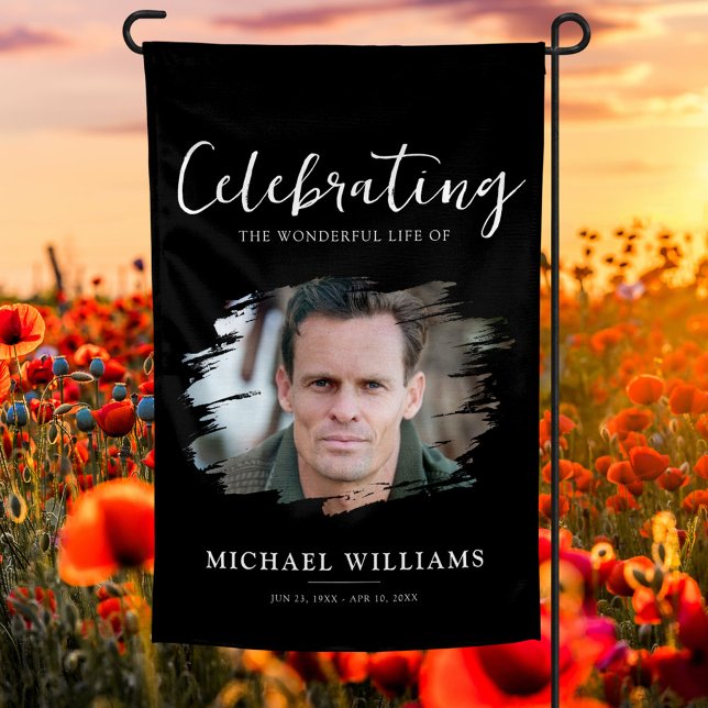 Modern Funeral Memorial Photo Garden Flag (Creator Uploaded)