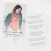 Modern Funeral Memorial Photo Poem or Prayer Card