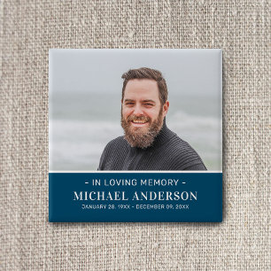 Modern Funeral Memorial Photo Remembrance Button