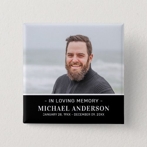 Modern Funeral Memorial Photo Remembrance  Button