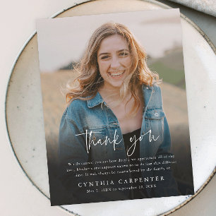 Modern Funeral Memorial Photo Thank You Card