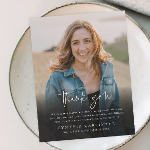 Modern Funeral Memorial Photo Thank You Postcard