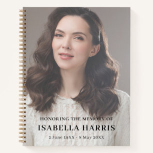 Modern Funeral Memorial Photo Tribute Design Notebook
