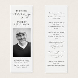Modern Funeral Memorial Prayer Photo Bookmark
