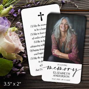 Modern Funeral Memorial Prayer Photo Card