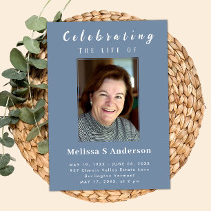 Modern Funeral Minimal Photo Celebration of Life Invitation